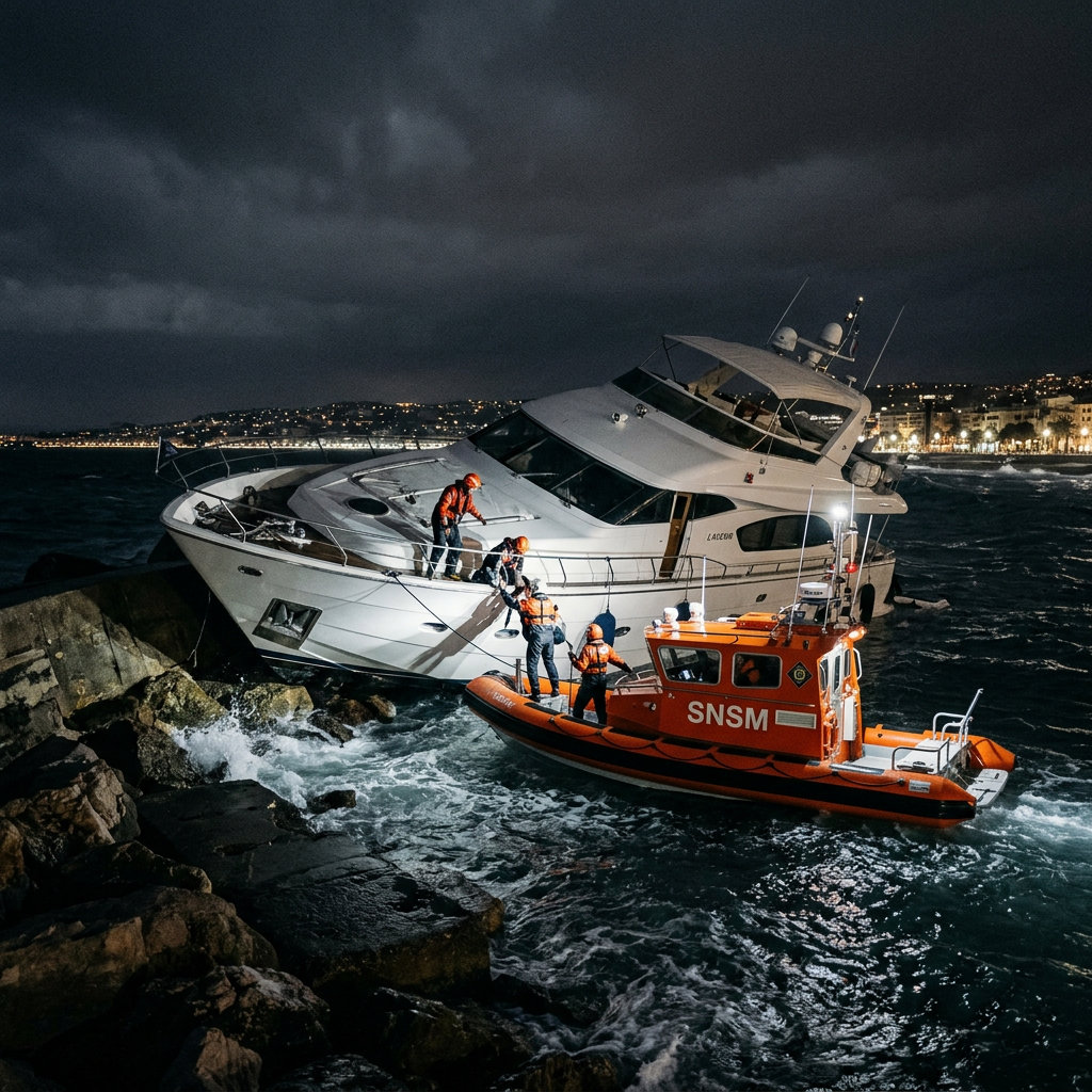 Yacht de 20 m percute une digue à Nice, les SNSM mobilisés une nuit entière